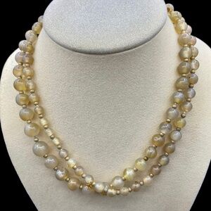 Rose Quartz and Gold Beads Single strand throwover necklace